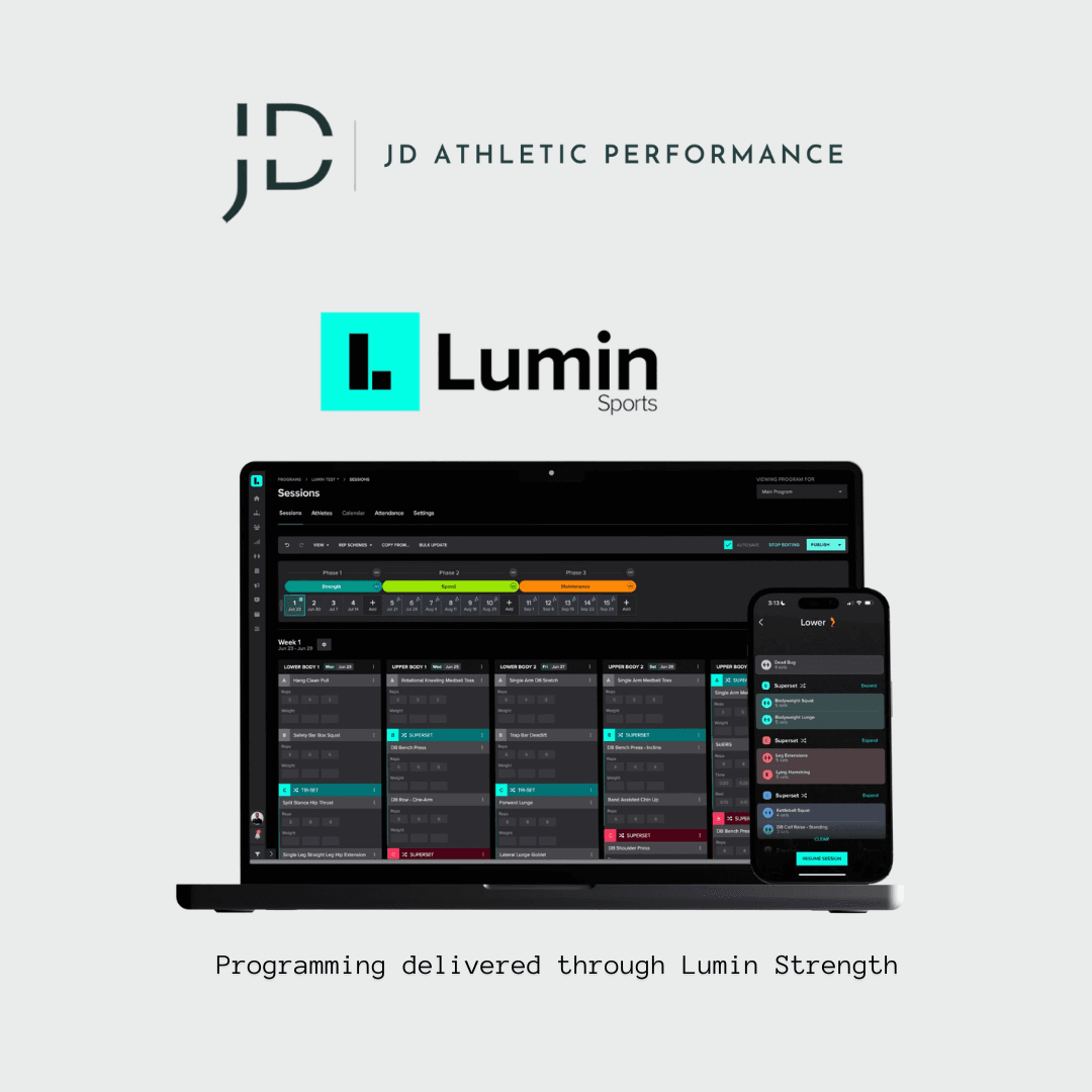 JD Athletic Performance online coaching delivered through Lumin